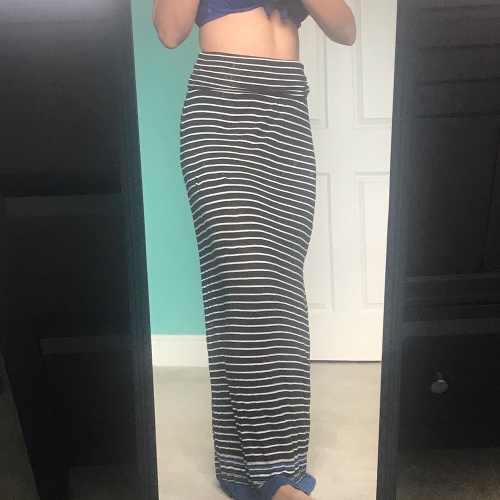 Black and white striped maxi skirt